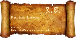 Kallus Bence névjegykártya